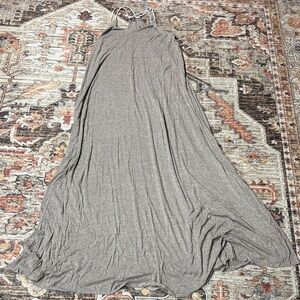 Bella Luxx Grey Strappy Racerback V Neck Jersey Maxi Dress sz XS